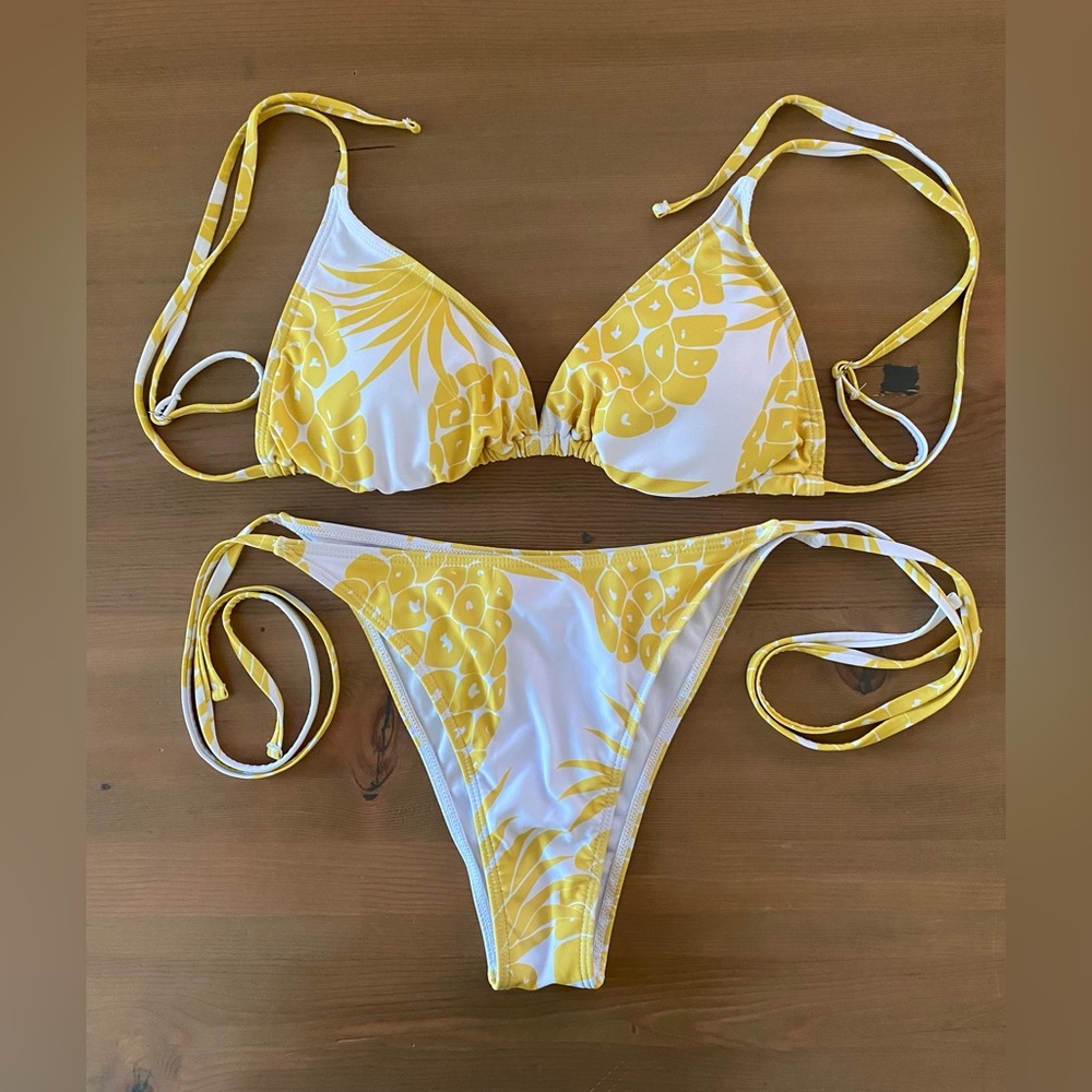 Pineapple print string bikini